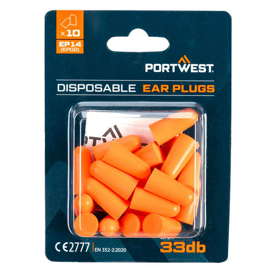 PU Foam Ear Plugs Blister Pack (10 Pairs), , R, Orange