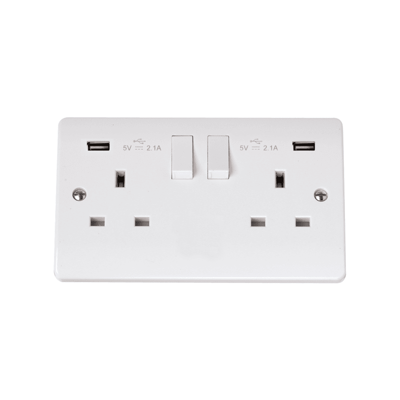 CLICK CMA780 2-GANG 13a SOCKET COMES WITH 2 x 2.1a WHITE