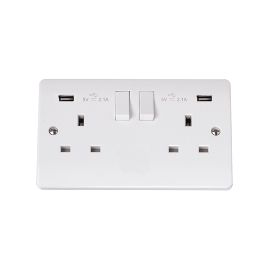 CLICK CMA780 2-GANG 13a SOCKET COMES WITH 2 x 2.1a WHITE