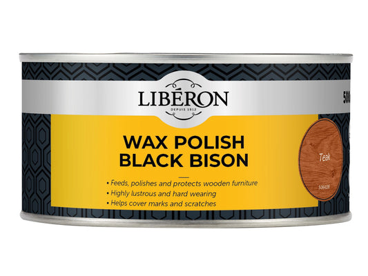 LIBERON BLACK BISON WAX POLISH PASTE 500ml TEAK LIBBPWT500N
