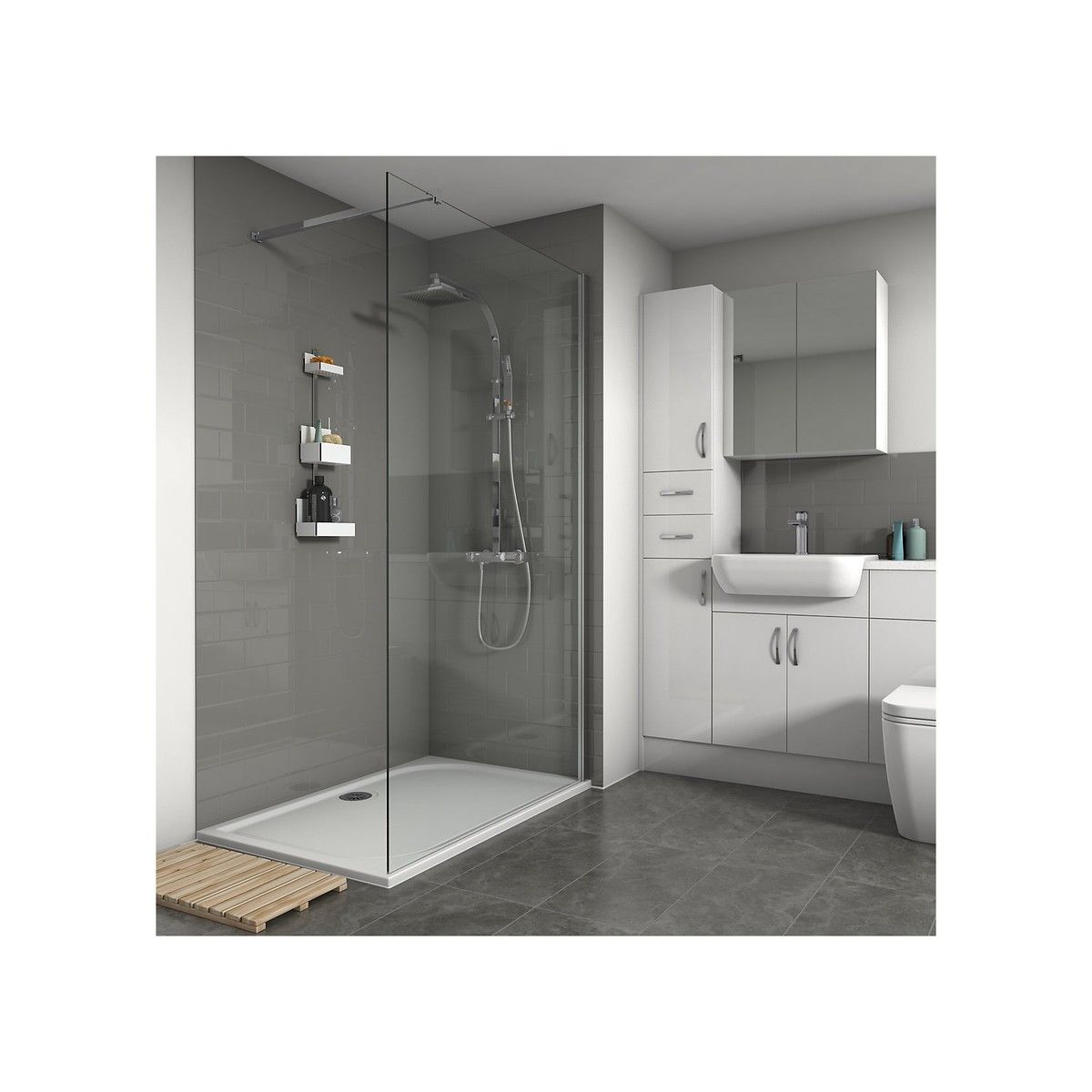 WETWALL WALL TILE 3 x 1220 x 2440mm GREY COMPOSITE COM-GGREY-VER