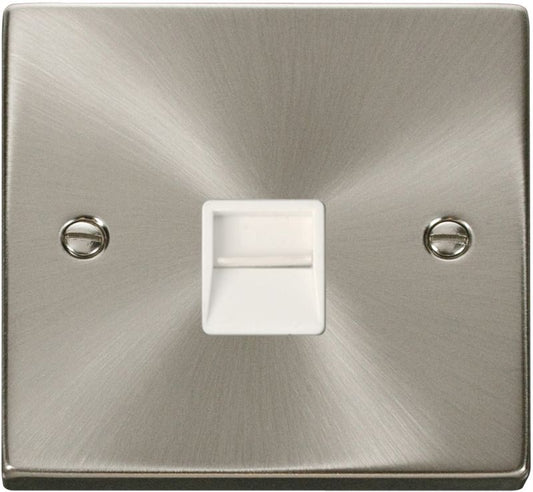 CLICK VPSC125WH TEL SOCKET SECONDARY SATIN CHROME