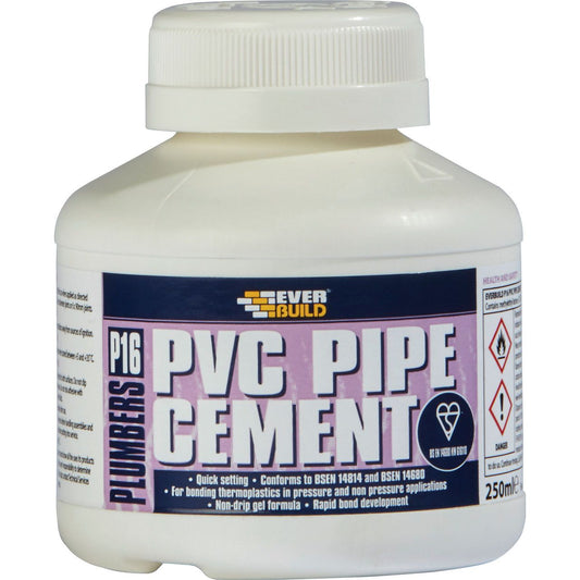 Everbuild Plumbers Pvc Pipe Cement 250ml P16PIPE