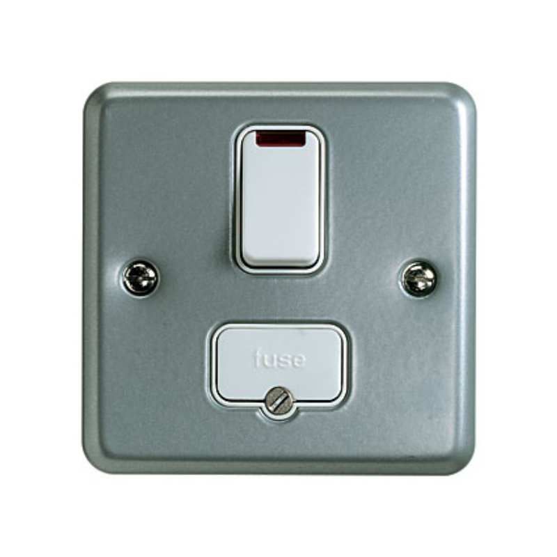 WEW DOUBLE POLE METAL CLAD SWITCHED FUSED SPUR WITH NEON 13a ALUMINIUM K962ALM
