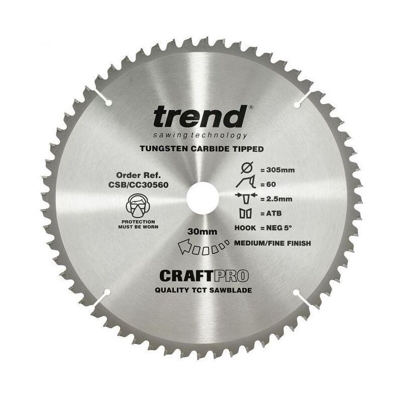 TREND CSB/CC30560T MITRE SAW CROSSCUTTING TCT CIRCULAR SAW BLADE 60TX30X305MM