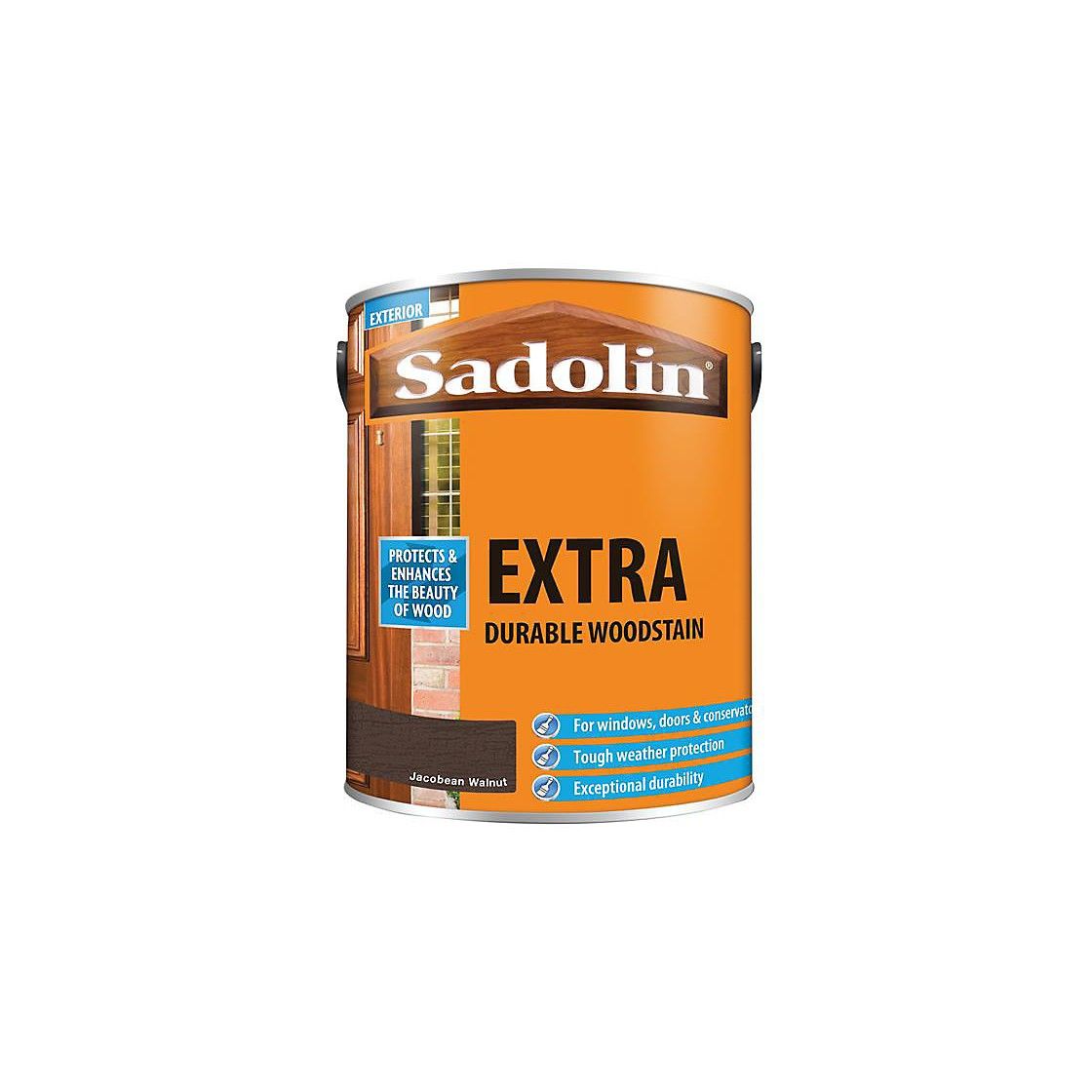 SADOLIN EXTRA EXTERIOR WOODSTAIN 5l JACOBEAN WALNUT 5012998