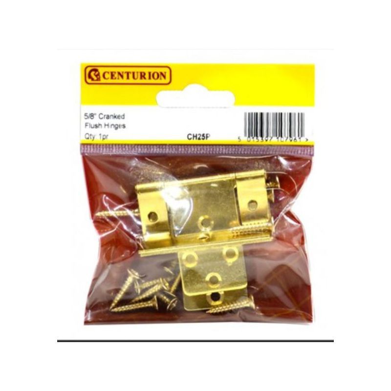 CENTURION CH25P ELECTRO BRASSED 16mm SINGLE CRANKED FLUSH HINGE PAIR