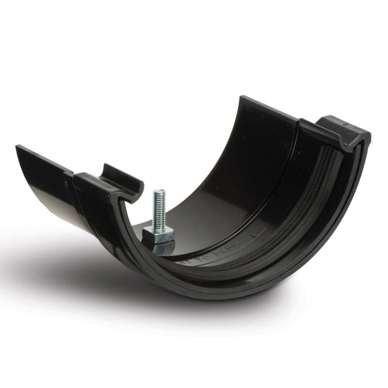 POLYPIPE RAINWATER 112mm HALF ROUND GUTTER ADAPTOR TO METAL RR116B BLACK