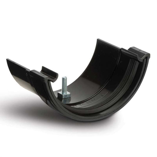 POLYPIPE RAINWATER 112mm HALF ROUND GUTTER ADAPTOR TO METAL RR116B BLACK
