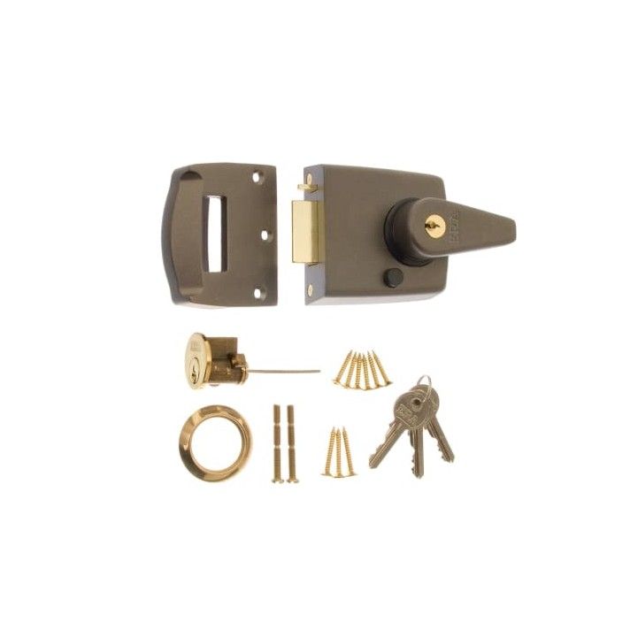 ERA STANDARD DOUBLE LOCKING NIGHTLATCH 60mm GREY BODY/BRASS CYLINDER BOXED 194-31