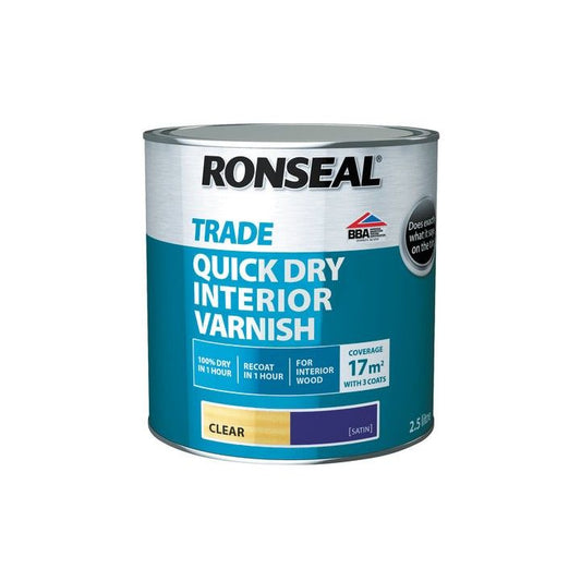 RONSEAL TRADE QUICK DRY CLEAR INT VARNISH 2.5l SATIN 38555