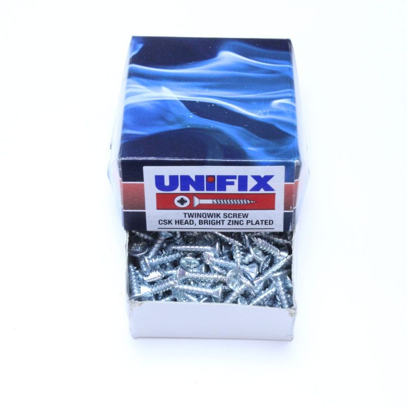 UNIFIX BZP CSK TWINTHREAD WOODSCREWS 6 x 5/8 BOX BOX 200 OJ077888