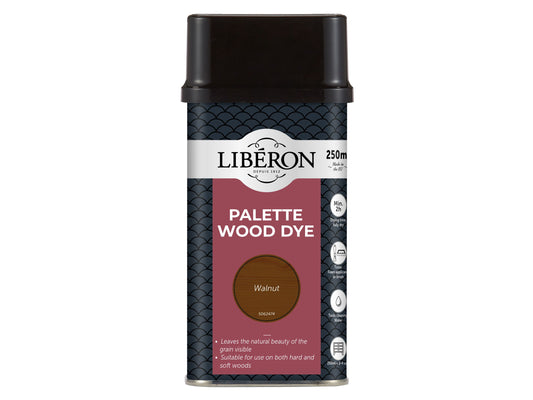 LIBERON WATER BASED PALETTE WOOD DYE 250ml WALNUT LIBWDPW250N