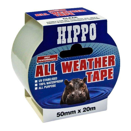 HIPPO ALL WEATHER TAPE 50mm x 20m CLEAR H18407