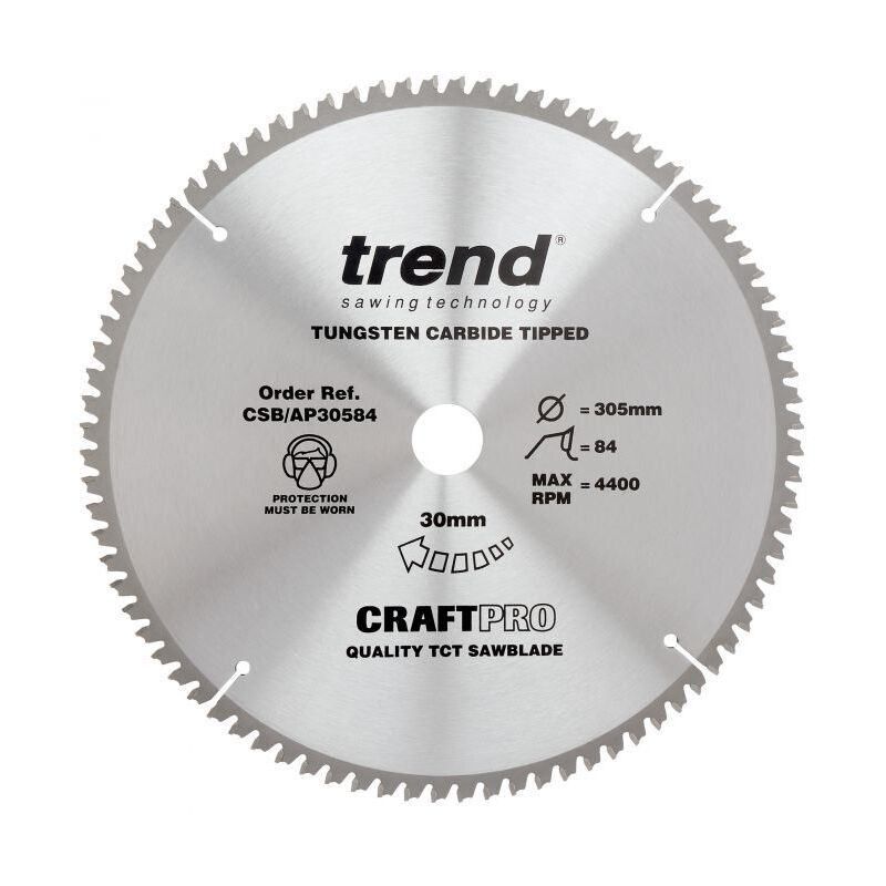TREND CSB/AP30584 CRAFT SAW BLADE ALUMINIUM AND PLASTIC 305MM X 84T X 30MM