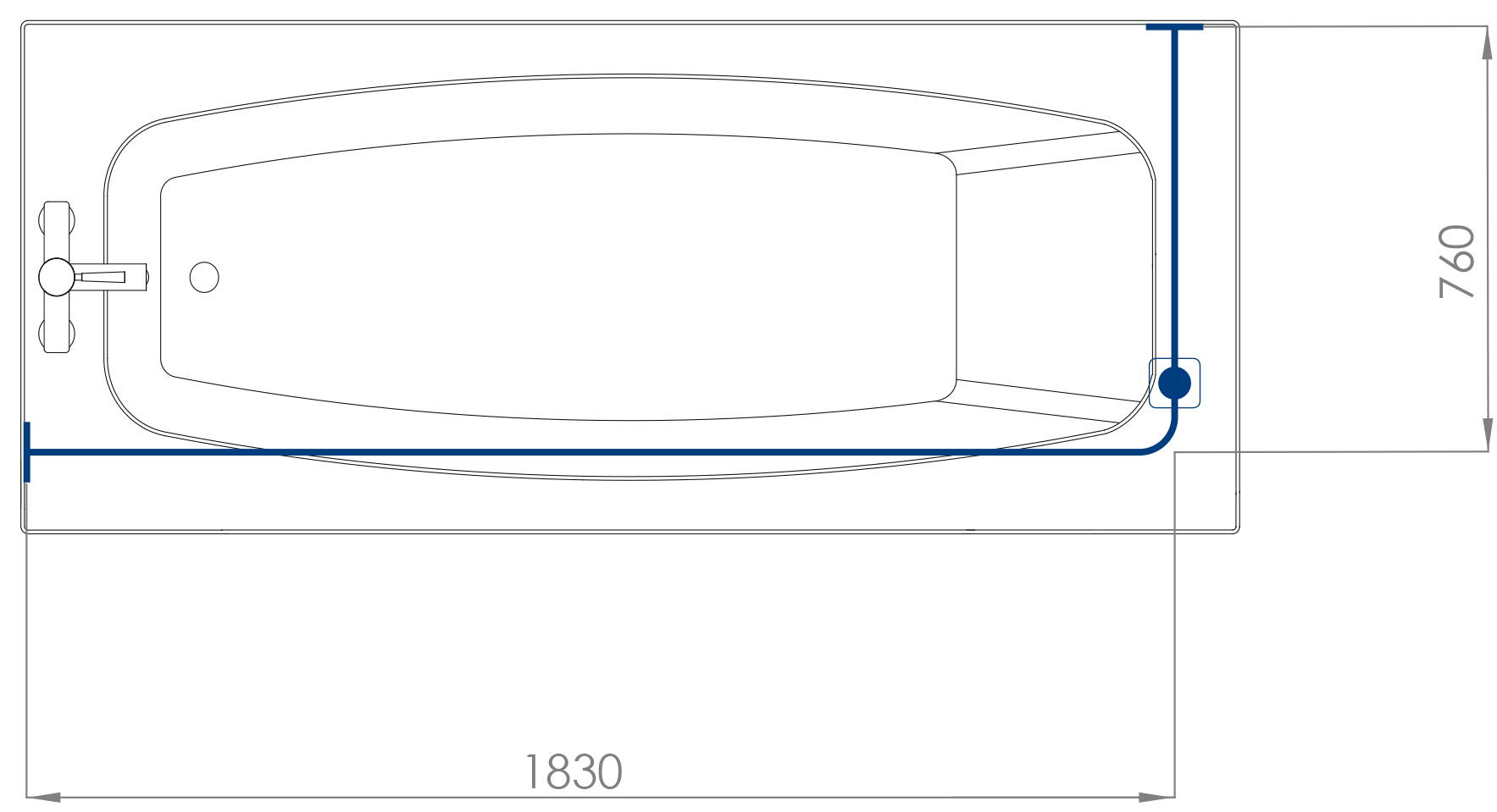 CROYDEX GP85800 ANGLED RAIL 760 x 1830mm SILVER