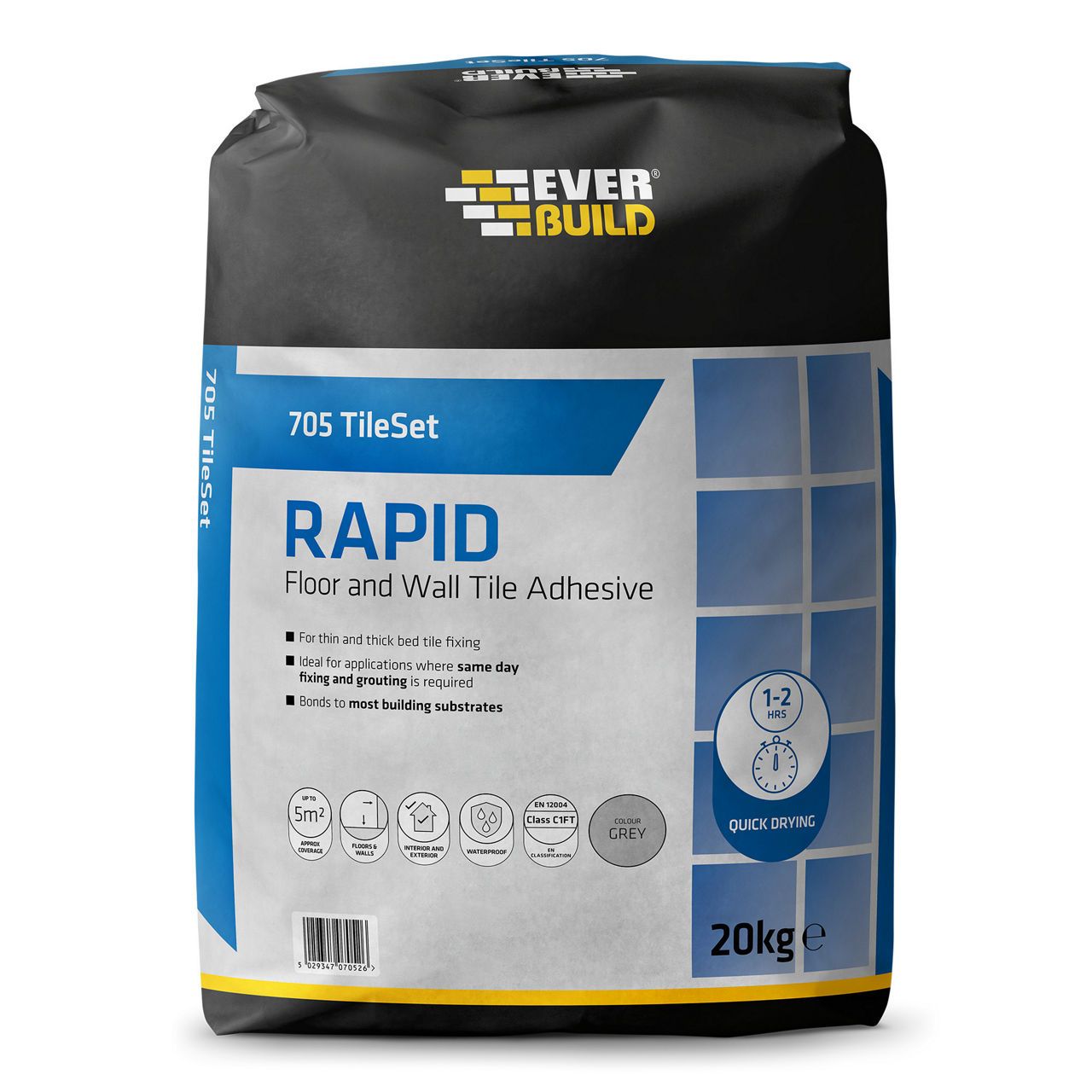 Everbuild 705 Rapid Set Tile Mortar 20Kg RAPID20