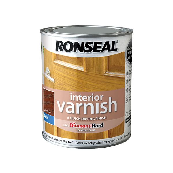 RONSEAL INTERIOR COLOURED VARNISH 750ml SATIN DARK OAK 36838