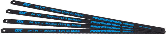 OX-P131324 PRO HACKSAW BLADES 24tpi x 300mm (PACK 4)