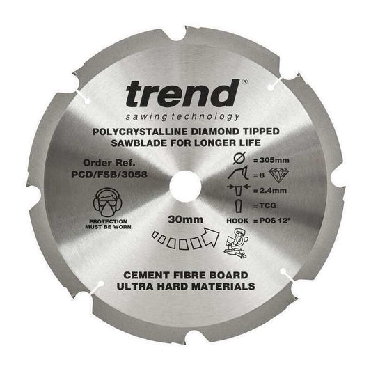 TREND PCD/FSB/3058 PCD FIBRE CEMENT SAW BLADE 8TX30X305MM