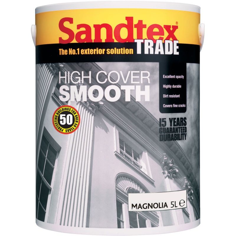 SANDTEX TRADE HIGH COVER SMOOTH 5l MASONRY PAINT MAGNOLIA 5025722