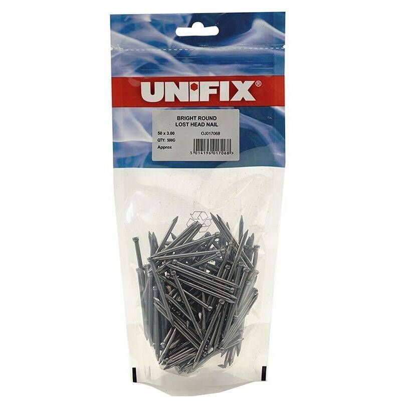 UNIFIX BRIGHT LOST HEAD NAILS 65 x 3.35mm 500g POUCH OJ017075