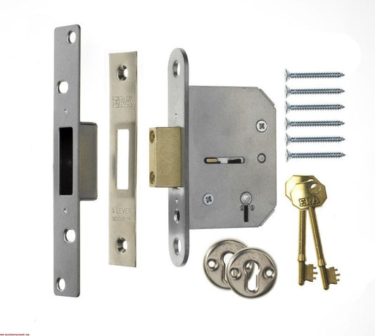 ERA 5 LEVER VISCOUNT DEADLOCK 63mm SATIN VISI PACK 201-52A