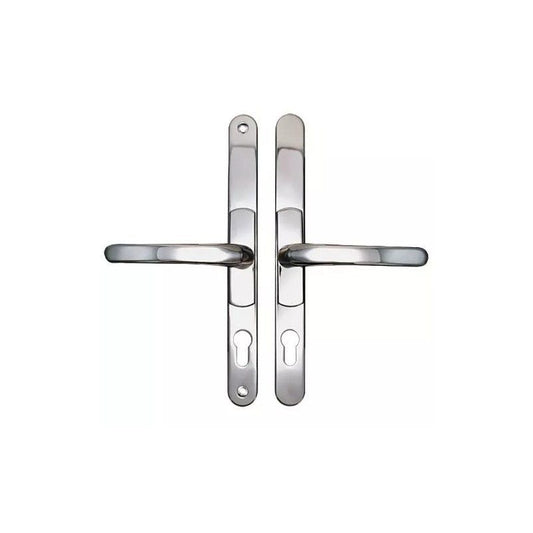 DUFFELLS VERSA LEVER UPVC DOOR HANDLE 62-95 PZ SPRUNG 260mm CENTRE POLISHED CHROME V-HAN92B