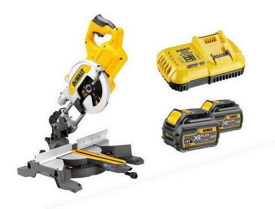 DeWalt 54V FlexVolt Xr Mitre Saw 216mm With 2 x 6.0ah Li-ion Batteri | DCS777T2-GB