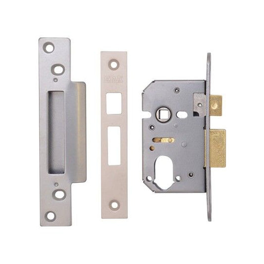 ERA 5 LEVER VISCOUNT OVAL AND EURO SASHLOCK 67mm SATIN BOXED 224-51