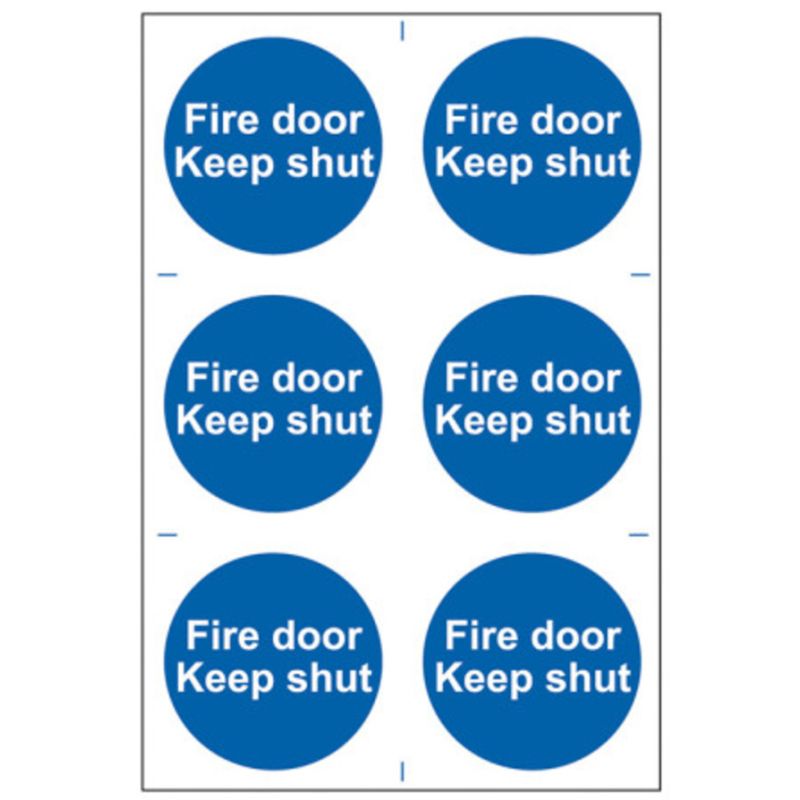PVC SELF ADH SIGN 200mm WIDE x 300mm FIRE DOOR KEEP SHUT 0151