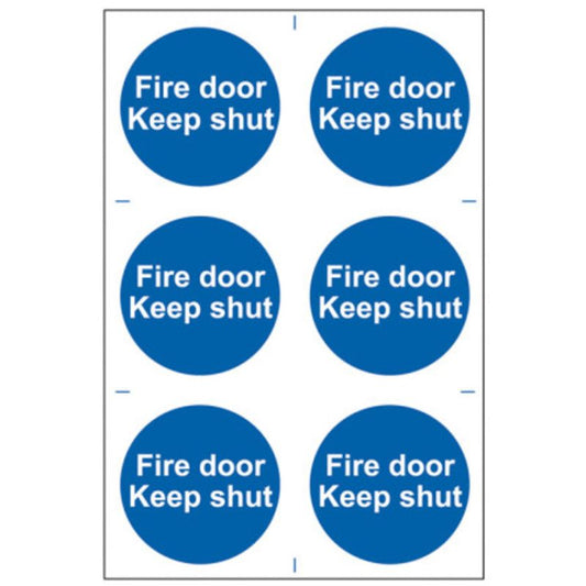 PVC SELF ADH SIGN 200mm WIDE x 300mm FIRE DOOR KEEP SHUT 0151