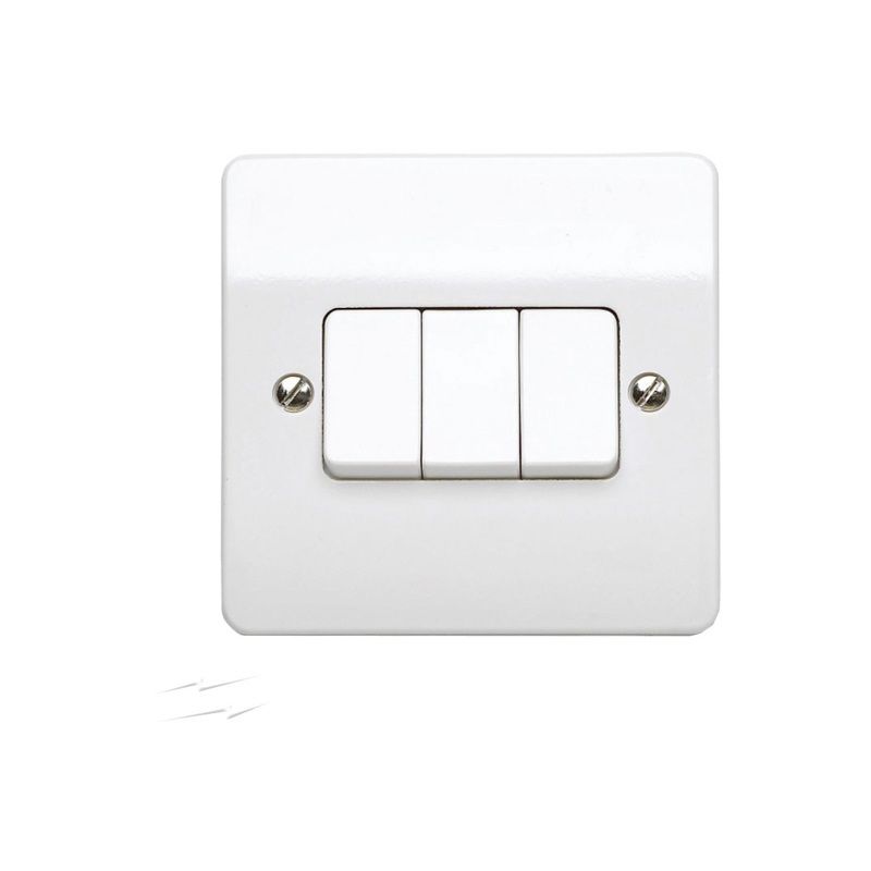 WEW 3-GANG 2-WAY PLATE LIGHT SWITCH 10a WHITE K4873WHI