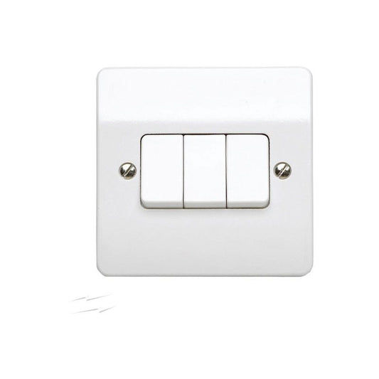 WEW 3-GANG 2-WAY PLATE LIGHT SWITCH 10a WHITE K4873WHI