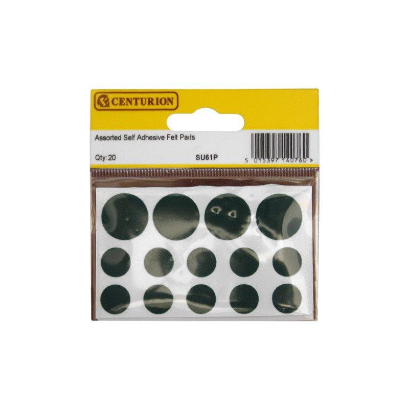 CENTURION SU61P PACK OF 20 ASSORTED SELF ADHESIVE FELT PROTECTIVE PADS