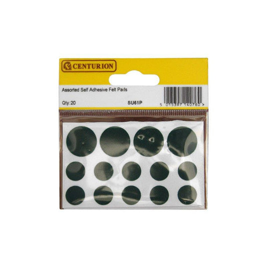 CENTURION SU61P PACK OF 20 ASSORTED SELF ADHESIVE FELT PROTECTIVE PADS
