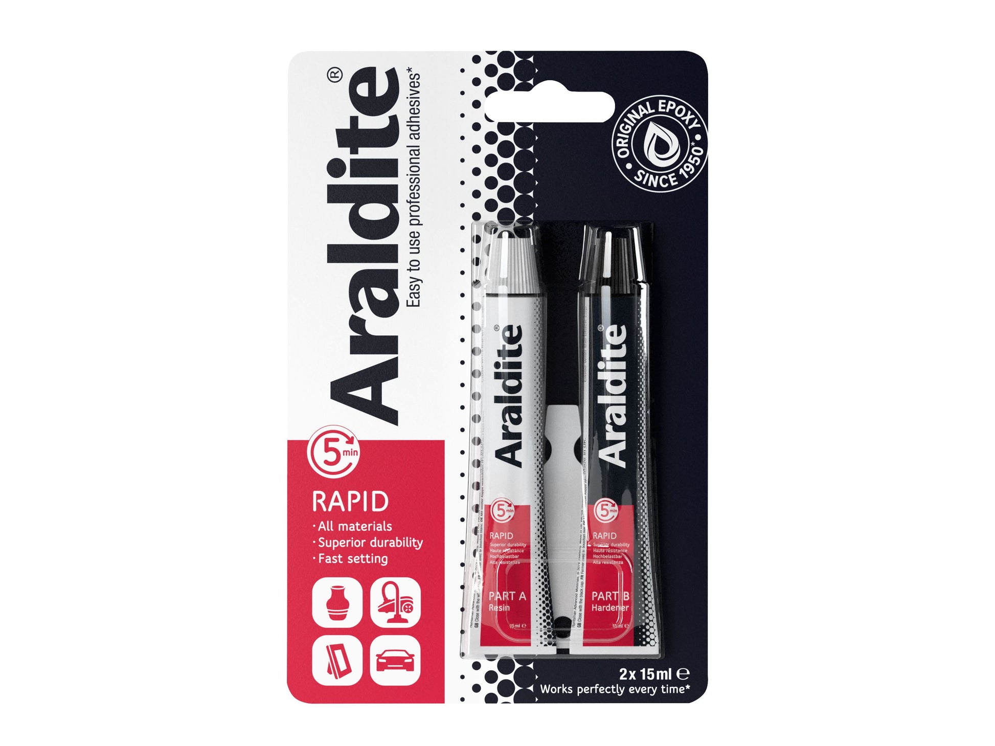 ARALDITE ARA400005 RAPID SOLVENT FREE ADHESIVE GLUE 15ml (PACK 2)