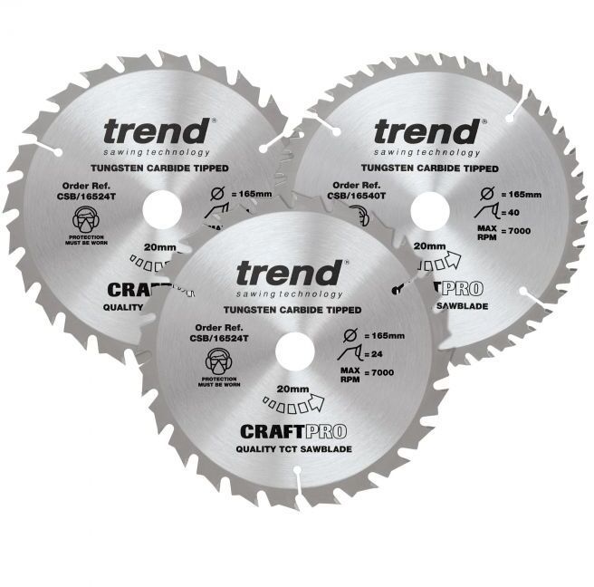 TREND CSB/165/3PK/C CRAFTPRO TCT SAW BLADE TRIPLE PACK