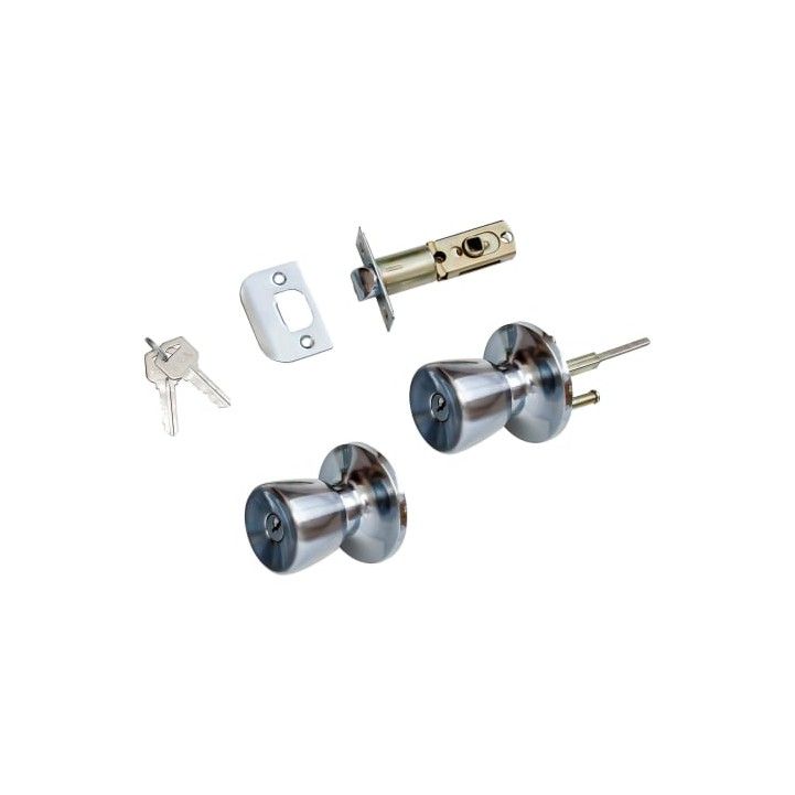 ERA DOOR ENTRANCE KNOB LOCK SET SATIN CHROME 166-51A
