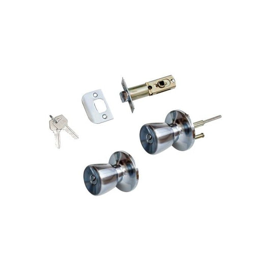 ERA DOOR ENTRANCE KNOB LOCK SET SATIN CHROME 166-51A