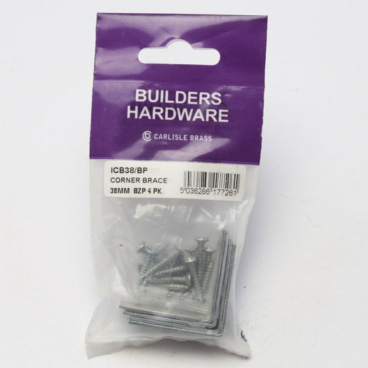 CARLISLE BRASS ZINC PLATED CORNER BRACE 25mm (PACK 4) ICB25/RP