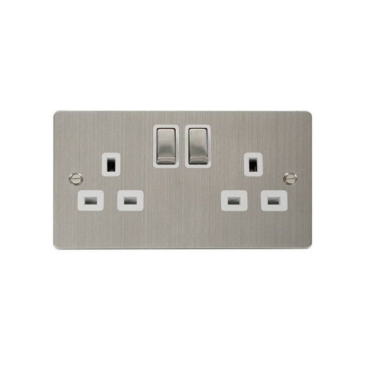 CLICK FPSS536WH 13A DPSOCKET2 GANGFLAT PLATE