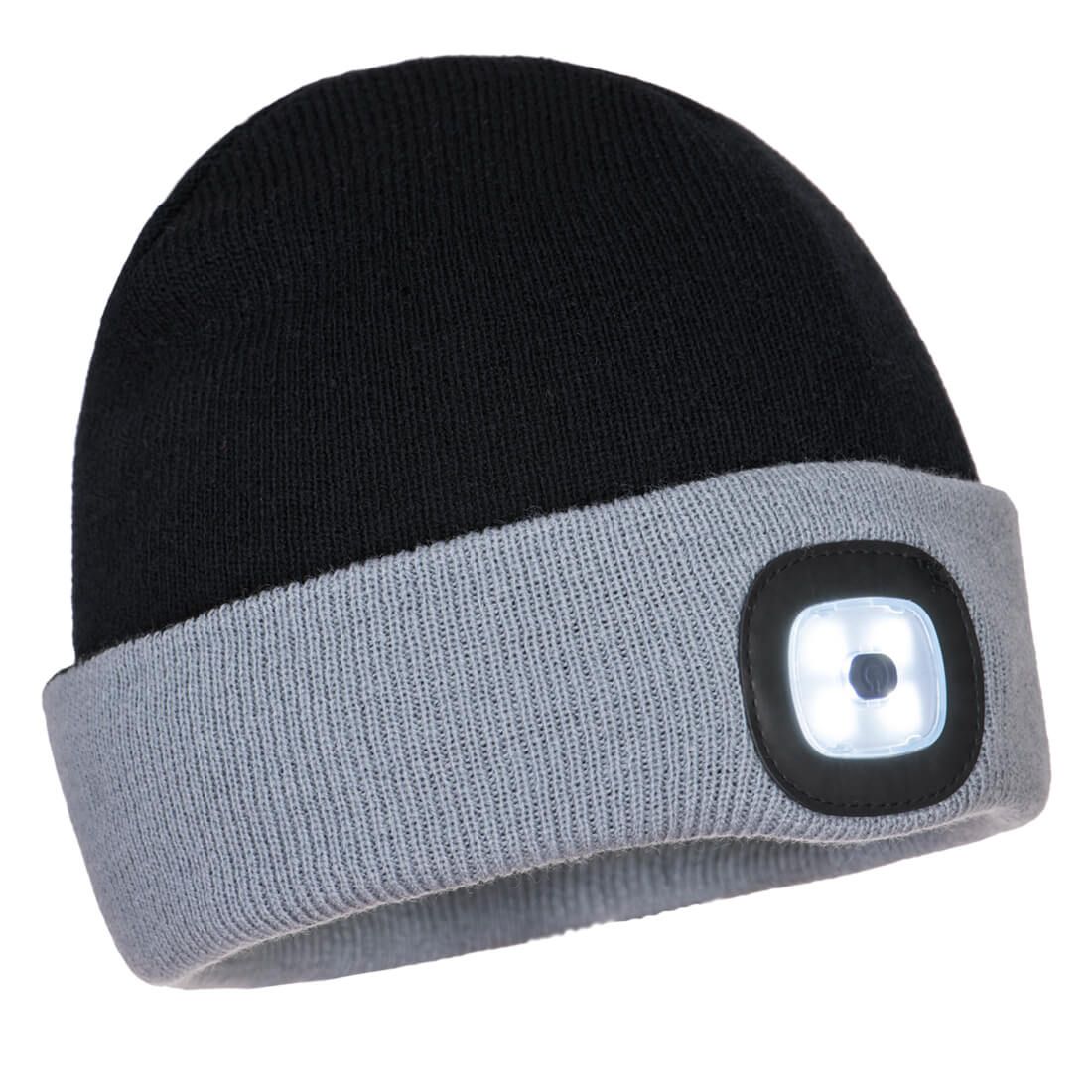 Two Tone LED Rechargeable Beanie, , , Black/Grey