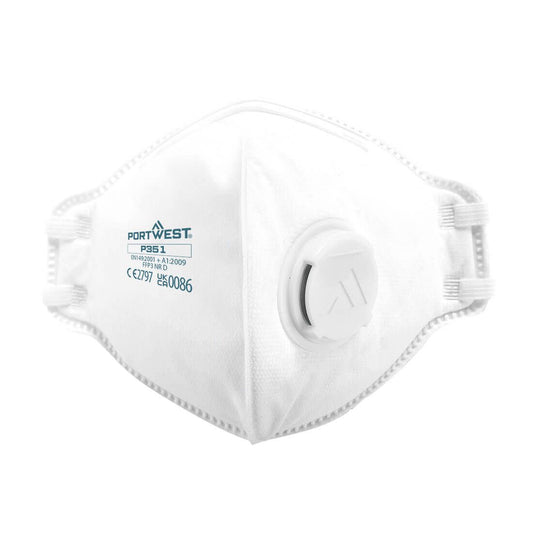 FFP3 Valved Dolomite Fold Flat Respirator (Pk20), , R, White