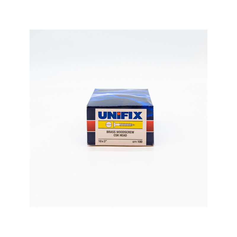 UNIFIX BRASS CSK WOODSCREWS 10 x 2" (PACK 10) SP135