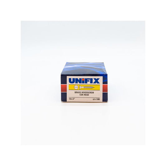 UNIFIX BRASS CSK WOODSCREWS 10 x 2" (PACK 10) SP135