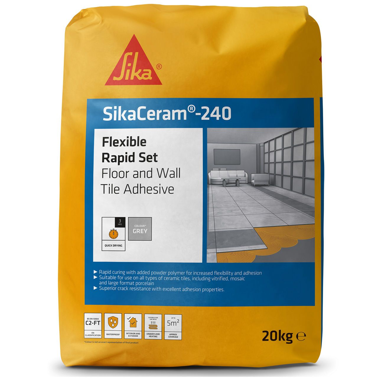 Sika Sikaceram240 Flexible Rapid Adhesive 20Kg SKCM240GY20