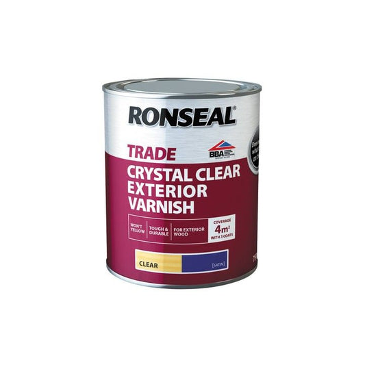 RONSEAL TRADE CRYSTAL OUTDOOR VARNISH 750ml SATIN CLEAR 38596