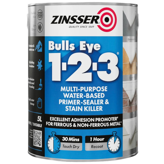 ZINSSER ZN7040001D1 BULLSEYE 123 INTERIOR & EXTERIOR ALL SURFACE ACRYLIC PRIMER SEALER 1l
