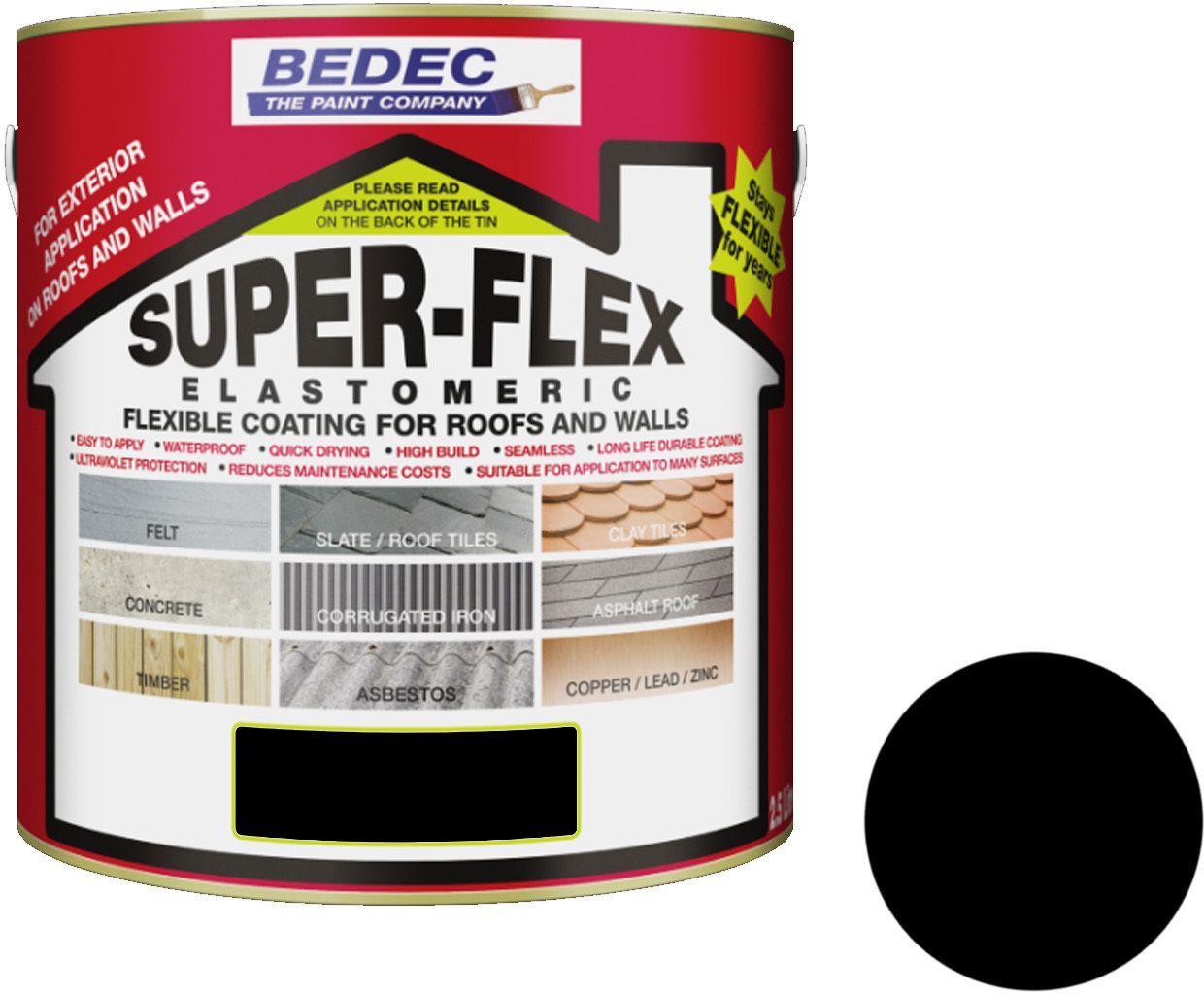 BEDEC SUPERFLEX ROOF COATING 2.5l BEDE2DAB001/40 BLACK